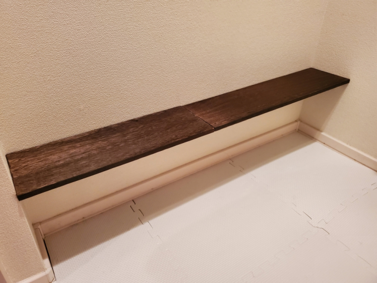 DIY　トイレ　つっぱり棒　木板