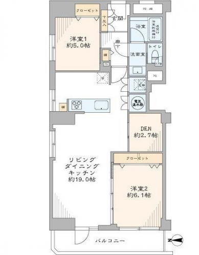 サンハイツ南堀江(11階)図面・キーステーション