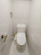白を基調とした清潔感のあるトイレ。セラール合板使用